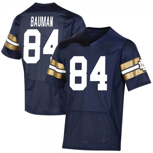 Kevin Bauman Notre Dame Fighting Irish NCAA Youth #84 Navy Premier 2021 Shamrock Series Replica College Stitched Football Jersey WWB6555RT